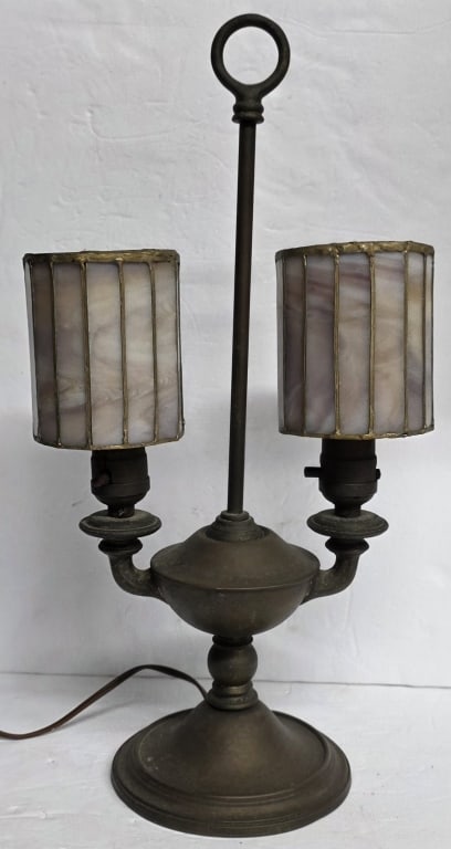 Vintage Brass Double Arm Table Lamp (1 of 4)