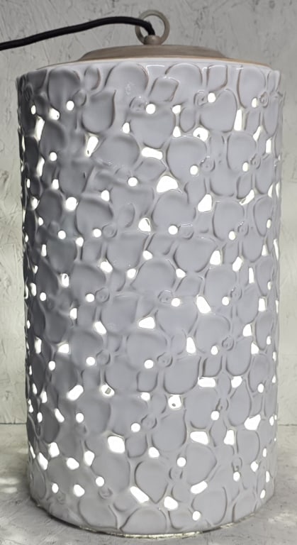 Pierced Ceramic Floral Hanging Lamp (1 of 8)