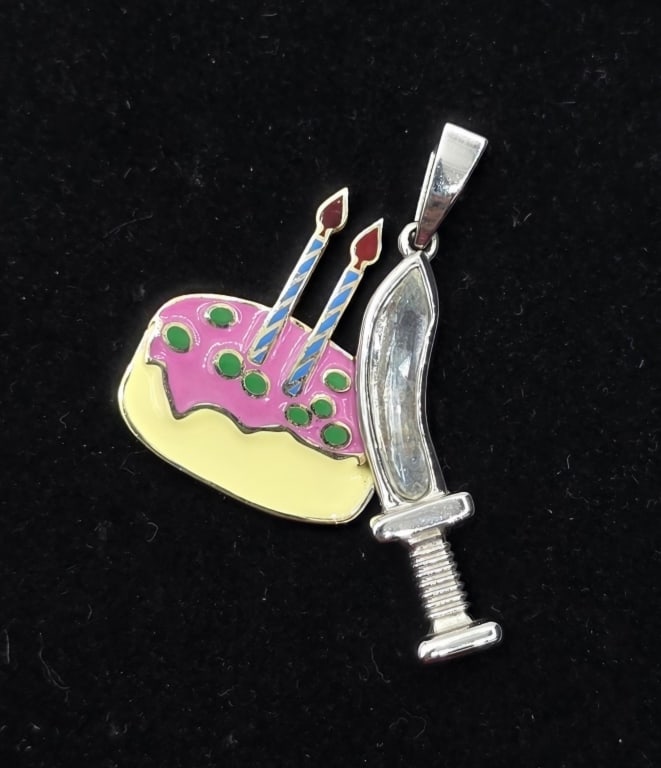 14k Diamond & Enamel Novelty Pendant w/GIA (1 of 8)