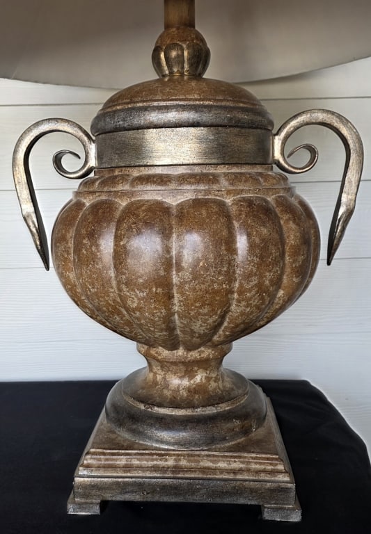 Pair Tortoise Shell Urn Table Lamps - 4