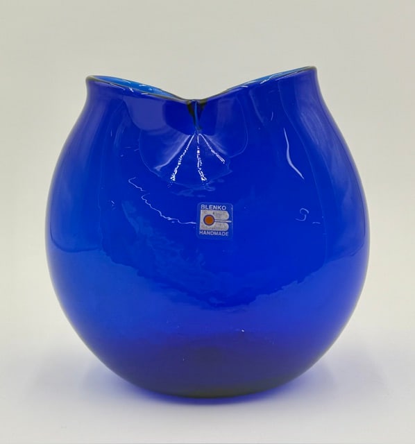 Blenko Glass Cobalt Blue Hand Blown Glass Vase (1 of 14)