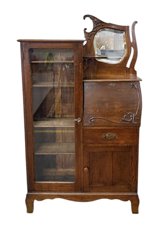 Antique Oak Side-by-Side Secretary Desk & Bookcase (1 of 18)