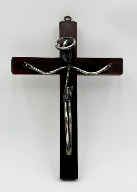 Vintage Modernist Wood & Sterling Silver Crucifix (1 of 11)