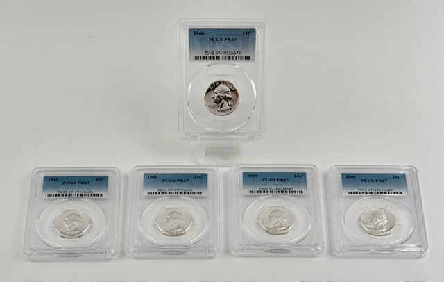 (5) 1960 Washington Quarter PR67 Silver Proofs (1 of 17)
