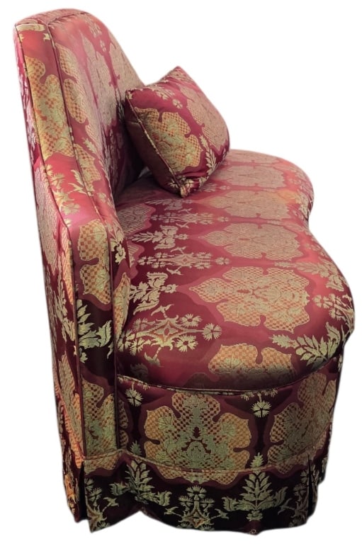 Small Upholstered Skirted Settee - 2