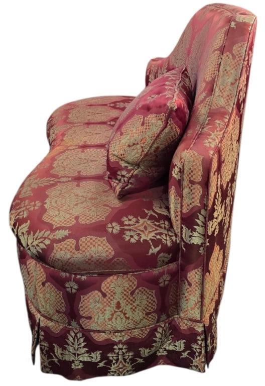 Small Upholstered Skirted Settee - 4