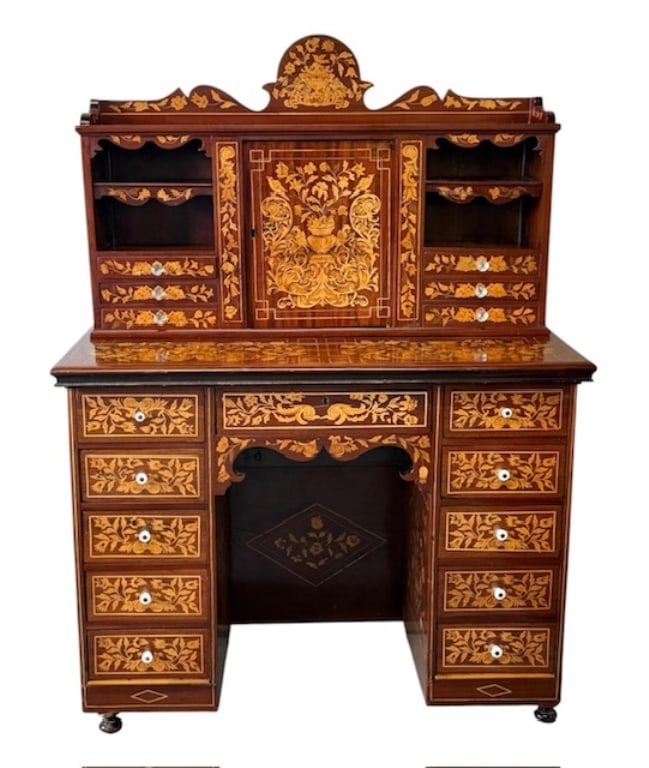 Antique 19th Century Dutch Marquetry Desk (1 of 17)