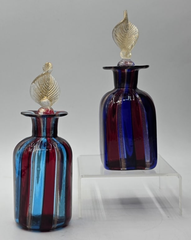 Pair of Beautiful Murano Art Glass Perfume Bottles (1 of 9)