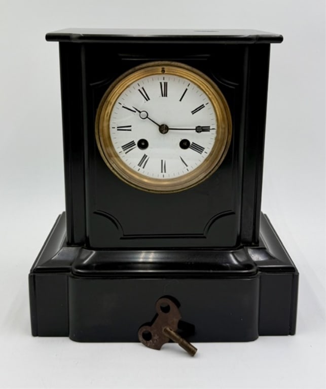 Antique French Black Mantle Clock (1 of 16)
