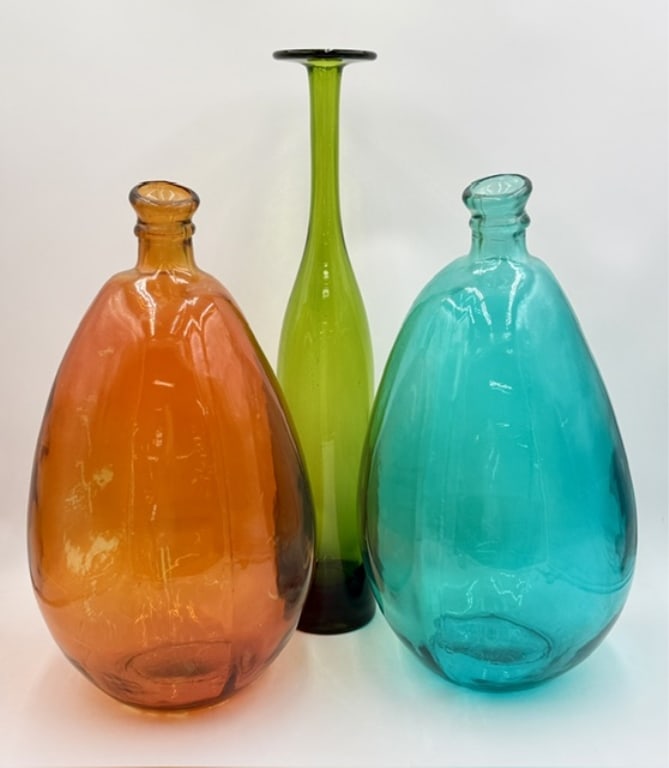 3pc Collection Unique Art Glass Statement Vases (1 of 17)