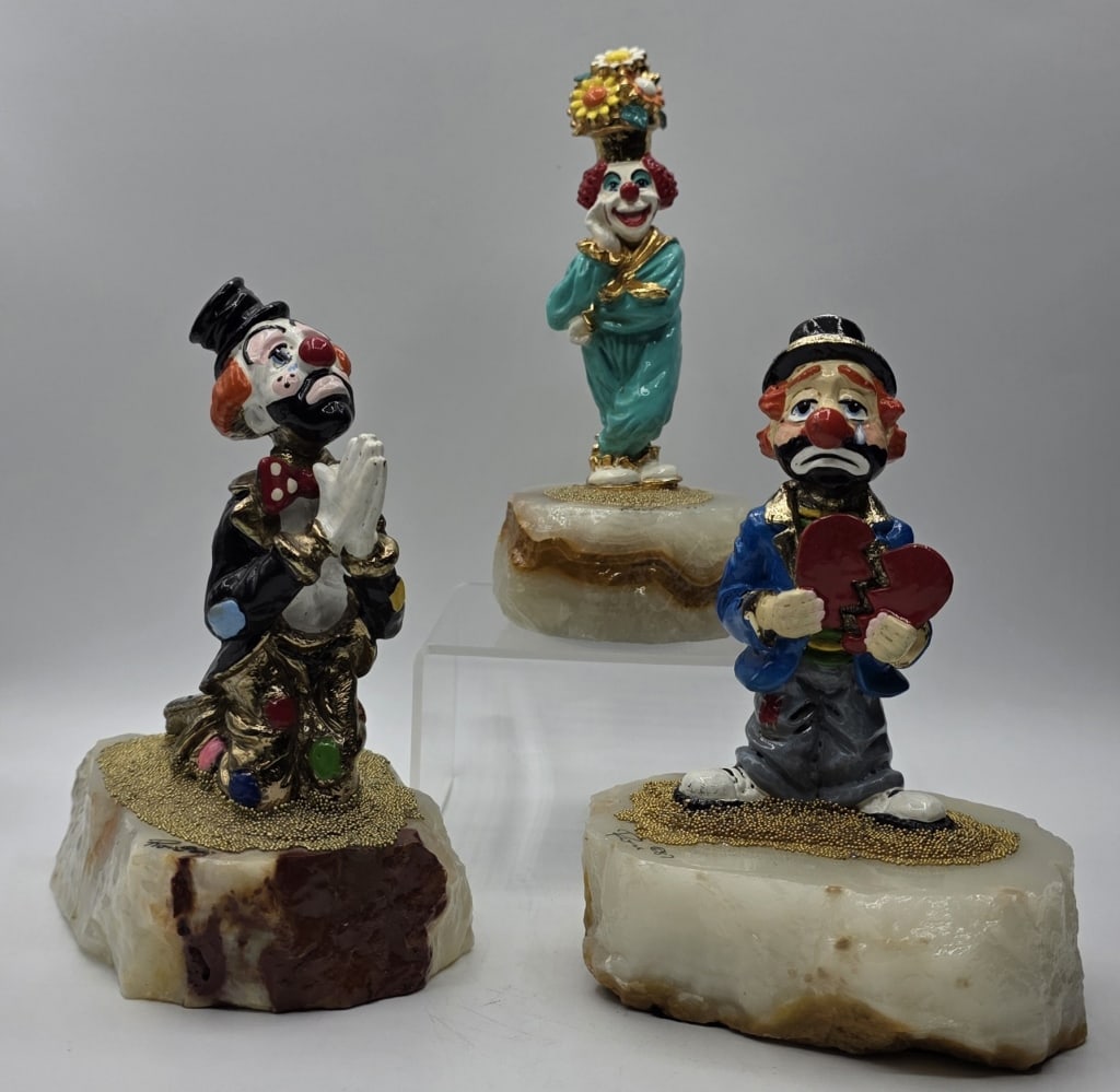 3pc Ron Lee Hand Painted Bronze Clown Figures (1 of 13)