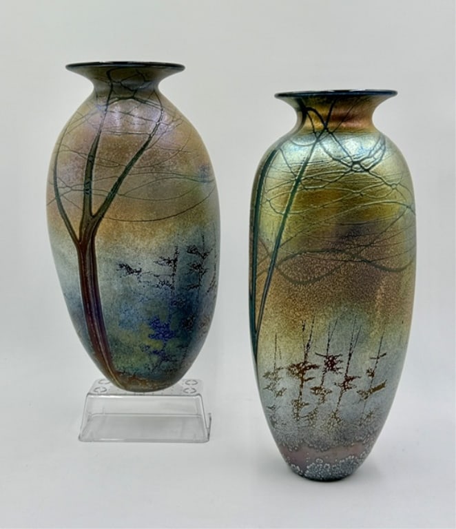 Pair of Satava Art Glass Studios Landscape Vases (1 of 13)