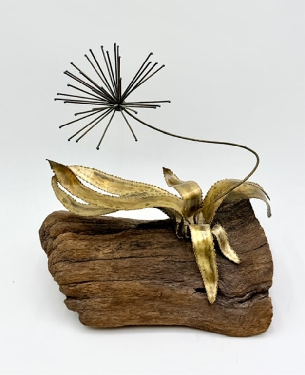 Signed Brutalist Metal & Driftwood Sculpture (1 of 12)