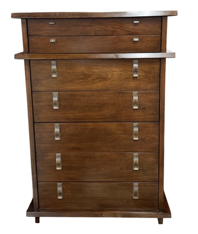Vintage Bernhardt MCM Architectural Tall Chest (1 of 6)