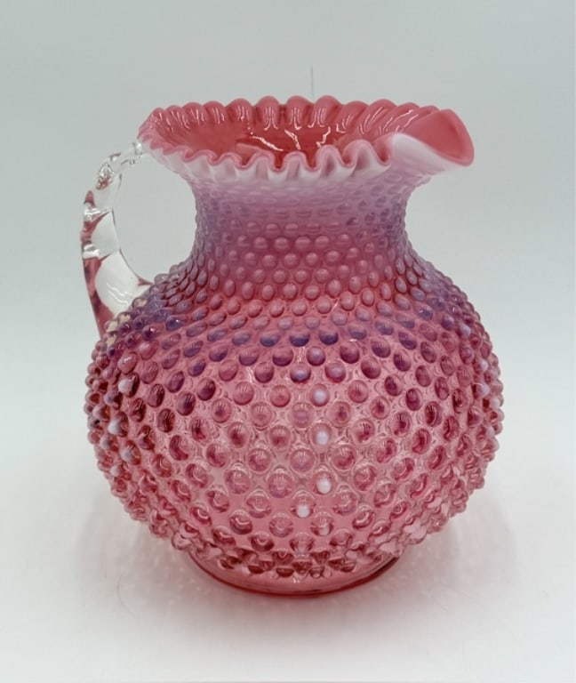 Vtg. Fenton Cranberry Opalescent Hobnail Pitcher (1 of 15)