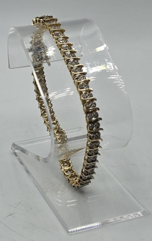 14k Diamond Accent Tennis Bracelet - 11.88g TW (1 of 9)