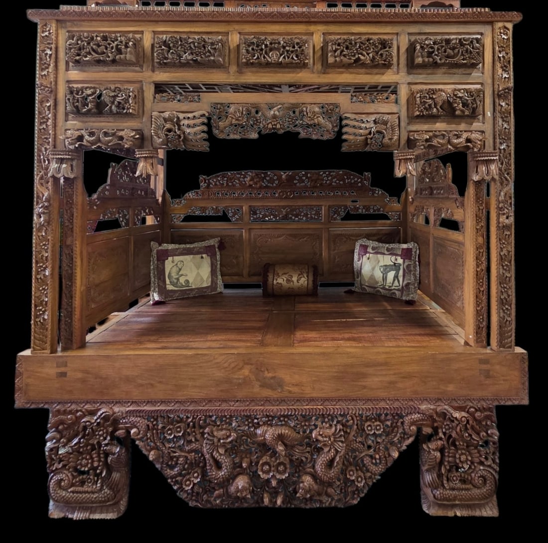 Antique Carved Chinese Opium Bed (1 of 11)