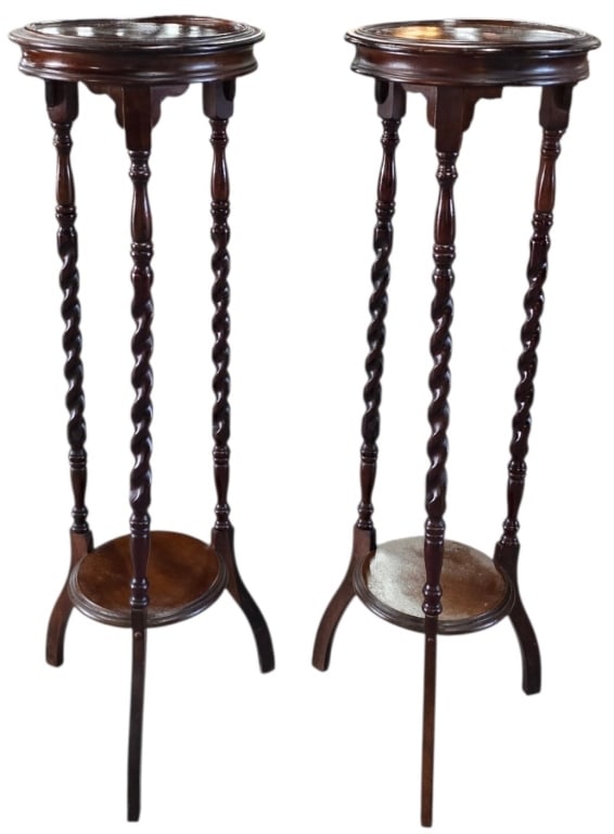 Pair of Edwardian Style Mahogany Plant Stands (1 of 5)