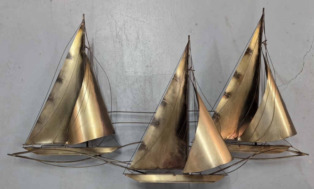 1977 Signed Curtis Jere Sailboat Wall Sculpture (1 of 5)