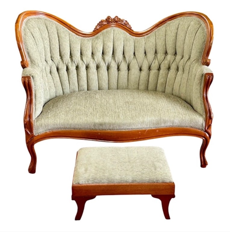 Vintage Victorian Style Settee & Footrest (1 of 14)