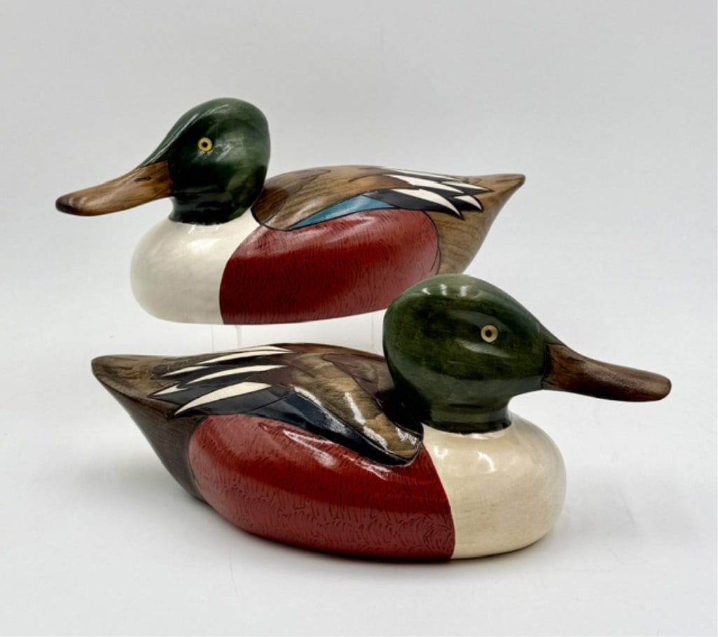 Pr. Handcrafted Artist Signed Shovler Duck Decoys (1 of 15)