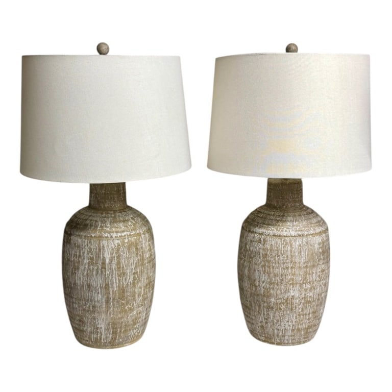 Pair of Rustic Style Ceramic Table Lamps (1 of 10)