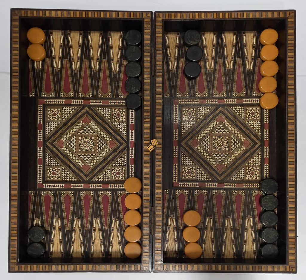 Handcrafted Marquetry Inlay Folding Game Board (1 of 10)