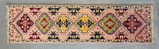 Handmade Wool Geometric Heriz Serapi Runner - 2