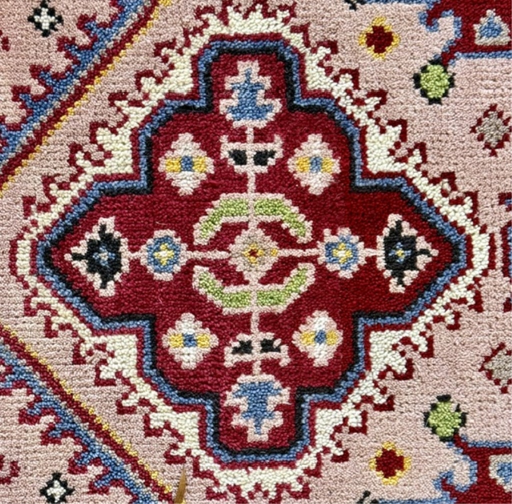 Handmade Wool Geometric Heriz Serapi Runner - 4
