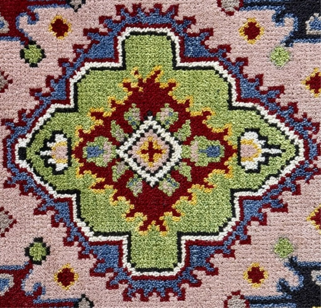 Handmade Wool Geometric Heriz Serapi Runner - 5