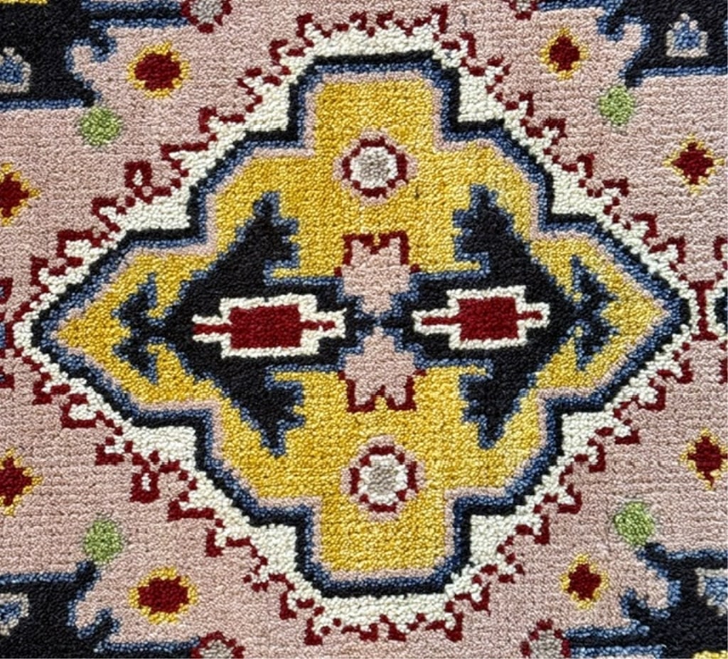 Handmade Wool Geometric Heriz Serapi Runner - 6