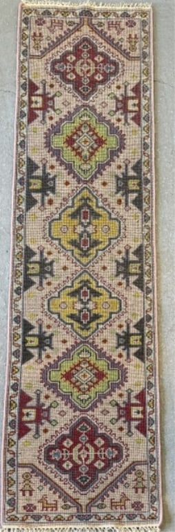 Handmade Wool Geometric Heriz Serapi Runner - 7