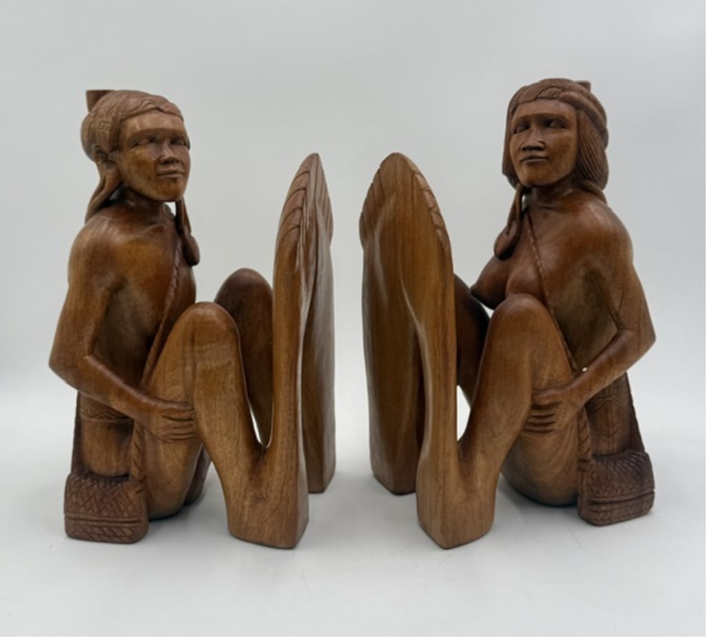 Pair of Unique Hand Carved Figural Bookends (1 of 12)