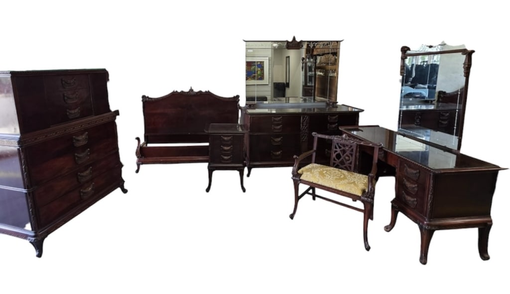 Antique Carved Chippendale Bedroom Suite (1 of 11)