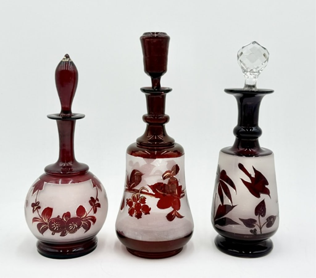 6pc Bohemian Ruby Stain Flashed Glass - 3