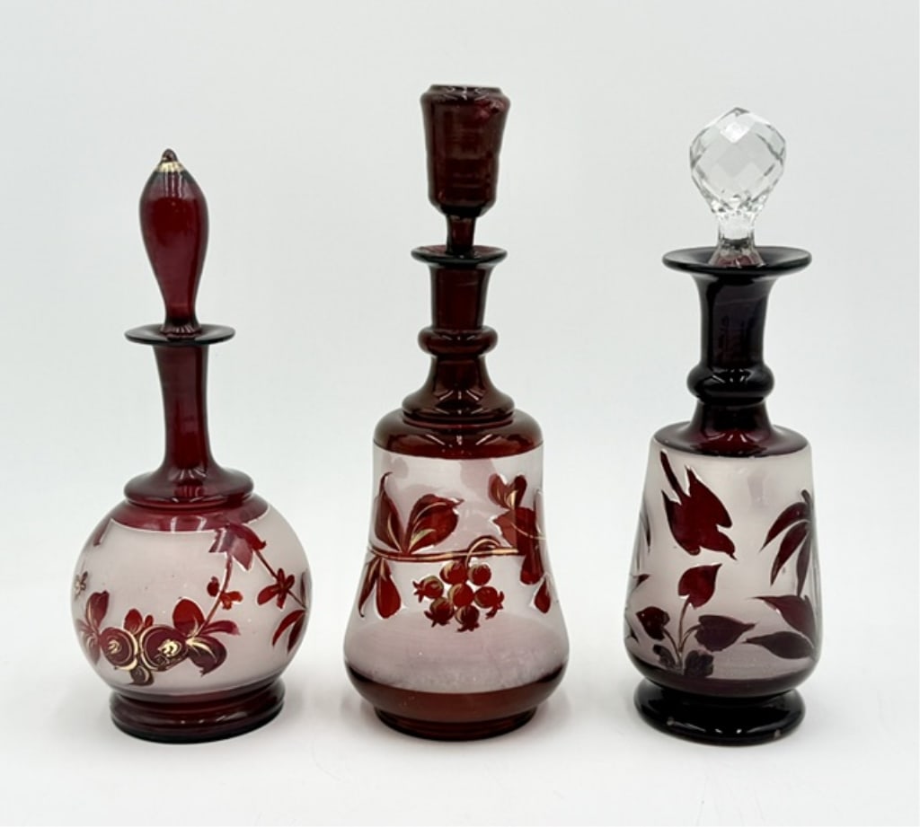 6pc Bohemian Ruby Stain Flashed Glass - 5