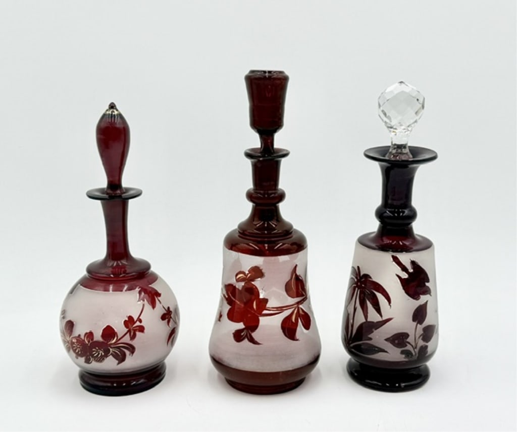 6pc Bohemian Ruby Stain Flashed Glass - 6