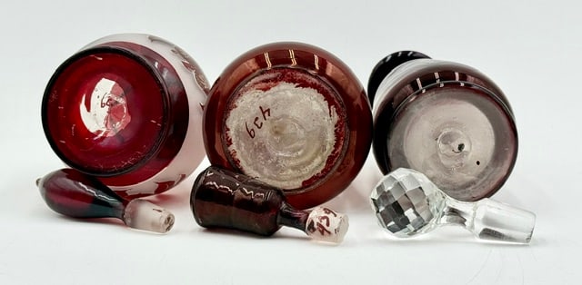 6pc Bohemian Ruby Stain Flashed Glass - 9