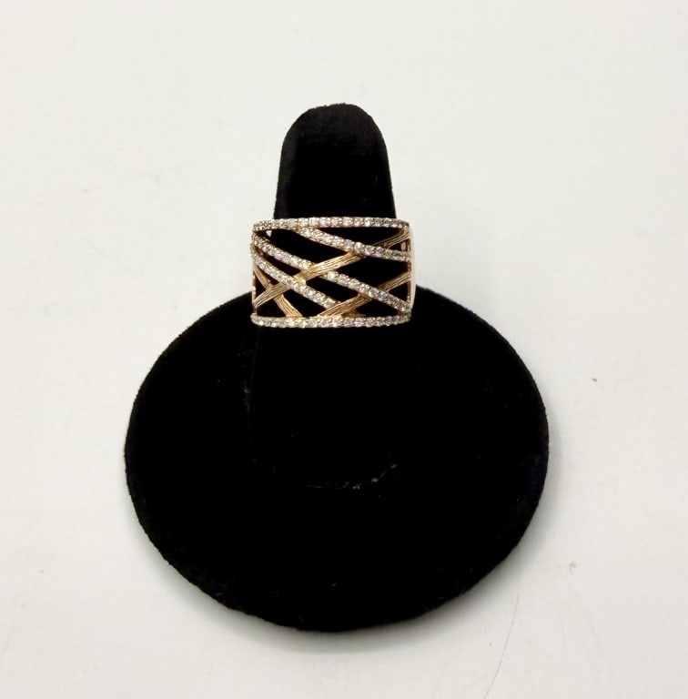 14k Rose Gold Diamond Crisscross Ring - 5.08g TW (1 of 12)
