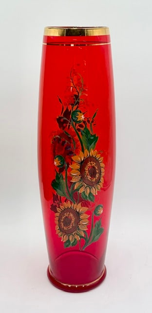 MCM Italian Glass Norleans Ruby Red Enameled Vase (1 of 15)
