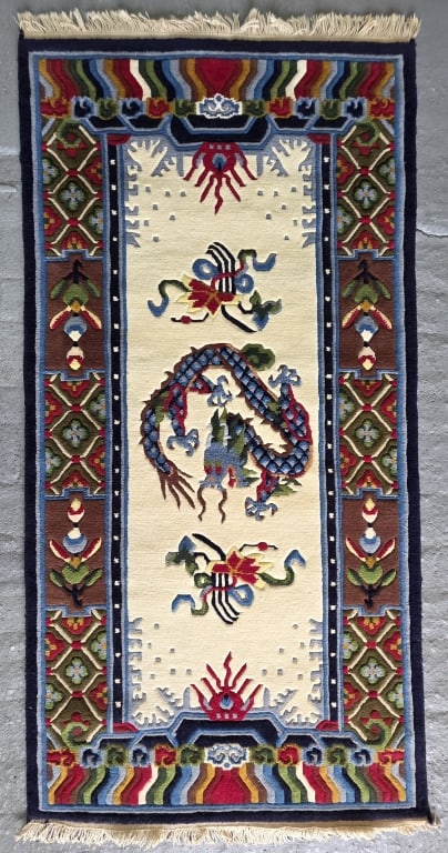 Traditional Hand Knotted Tibetan Dragon Rug (1 of 5)