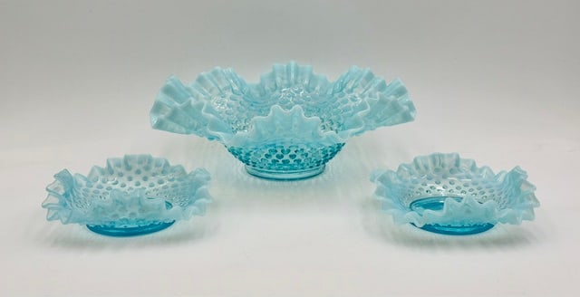 3pc Fenton Style Blue Hobnail Collectibles (1 of 15)