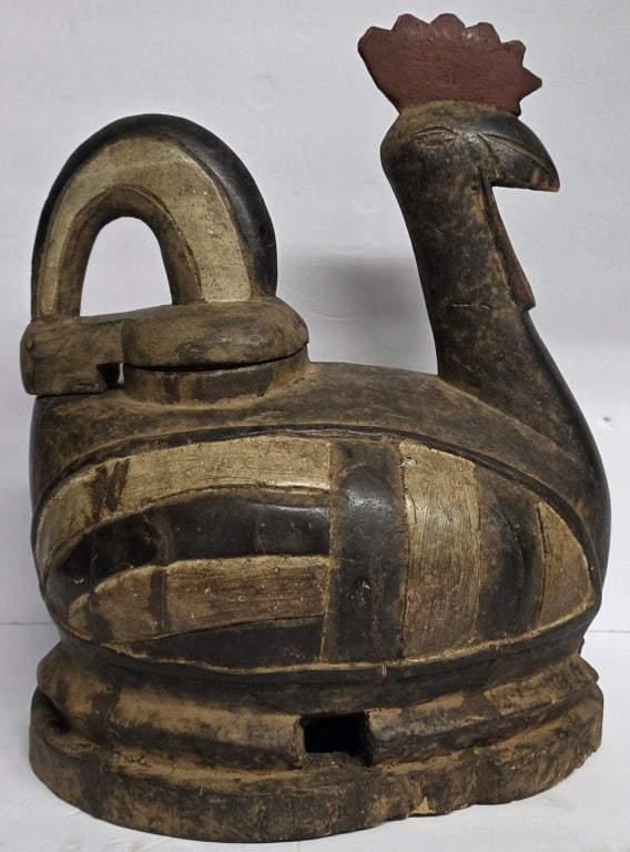 African Carved Wooden Rooster Ritual Vessel (1 of 7)