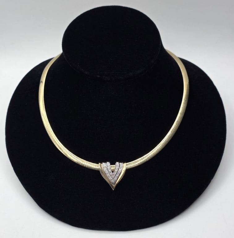 14k Diamond Pendant on Omega Chain - 29.43g CTW (1 of 13)
