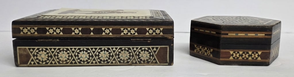3pc Eastern Micro Mosaic Marquetry Boxes - 8