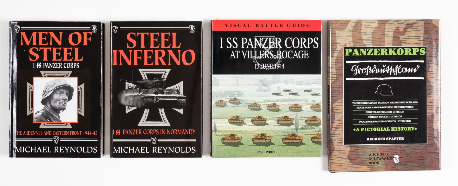 GERMAN WAFFEN-SS PANZER CORPS (4): GERMAN WAFFEN-SS PANZER CORPS (4) Lot of four books about the WWII German SS Panzer Corps: 1) SS PANZER CORPS AT VILLERS-BOCAGE: 13 JULY 1944 (VISUAL BATTLE GUIDE) Sterling Children's Books, 2012, mul