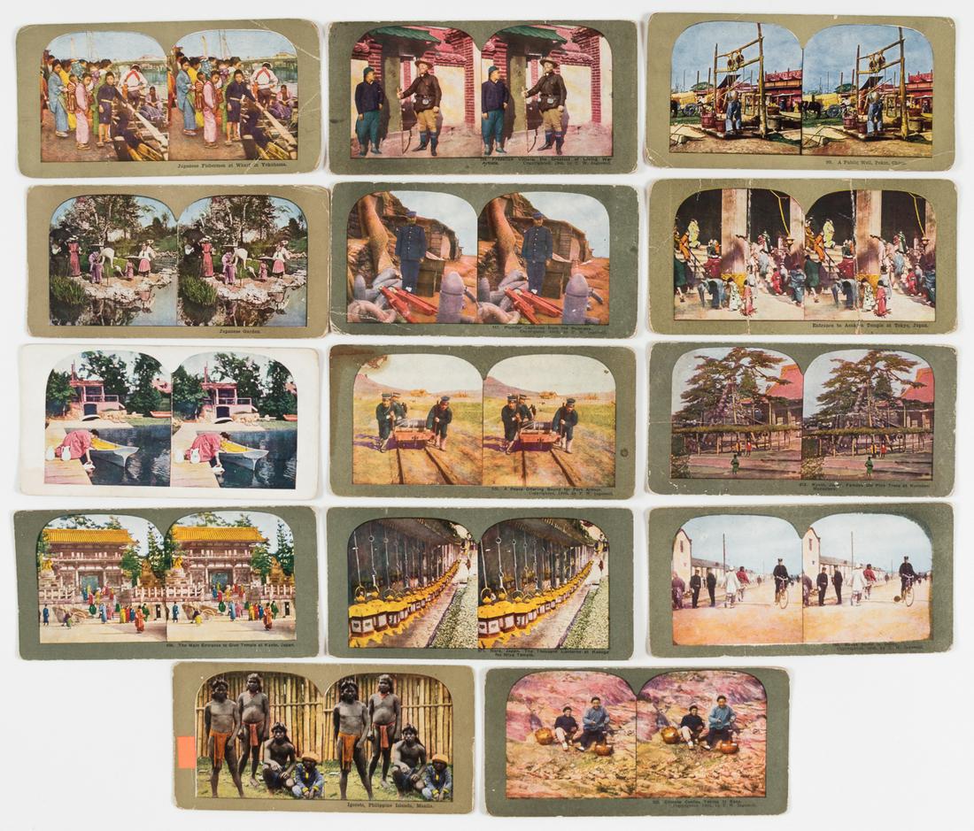 STEREO CARDS JAPAN & CHINA (14): STEREO CARDS JAPAN & CHINA (14) Lot of 14 stereo cards of Japan, China, and Manila.