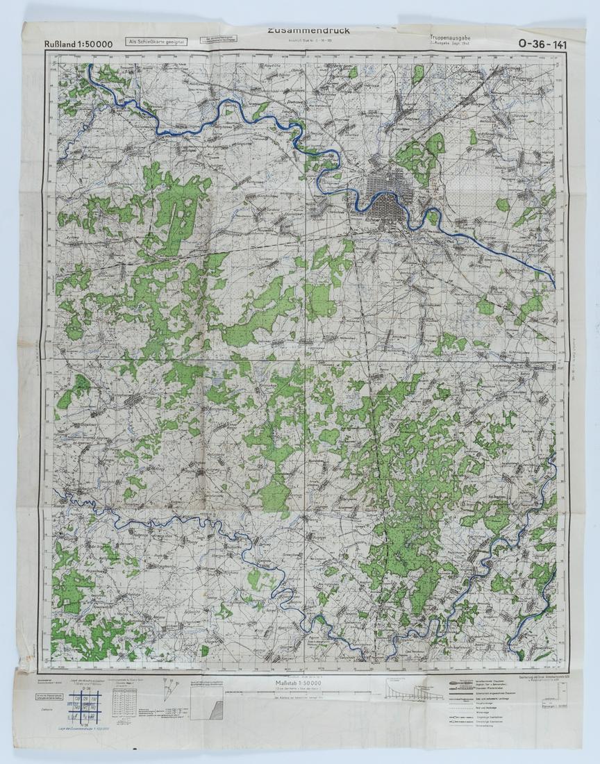 GERMAN MAPS OF THE EASTERN FRONT - BATTLES OF RZHEV (3): Fantastic group of three German WWII field printed maps of the German Eastern Front - Red Army Western Front. Based on the printing dates and locations we can determine that these three maps originate