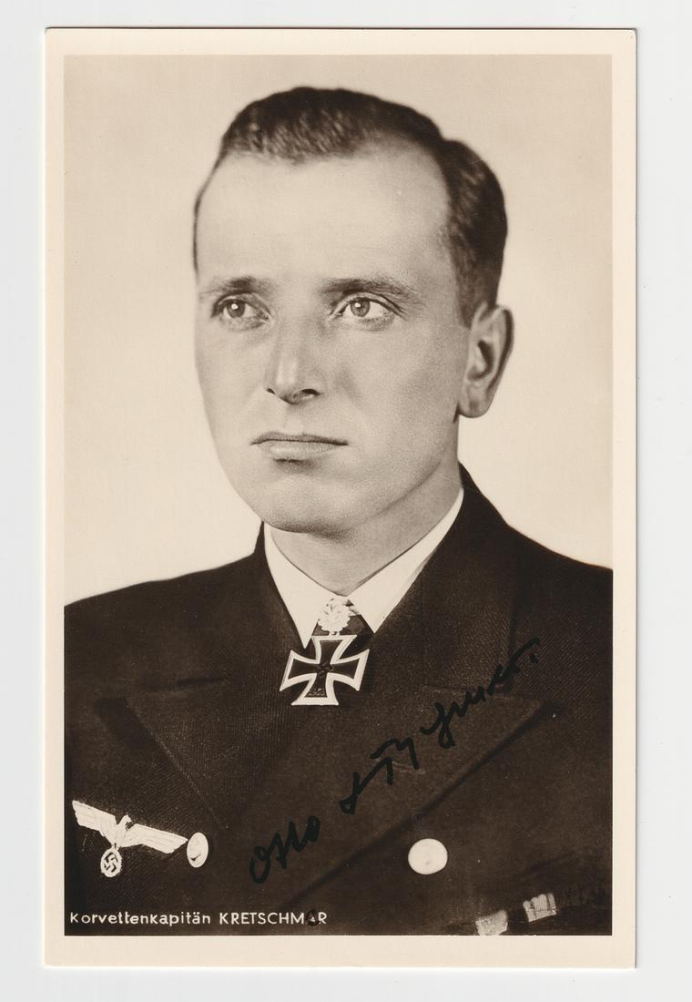 OTTO KRETSCHMER: OTTO KRETSCHMER (1912 - 1998) U-Boat Ace 'Silent Otto', German Naval officer in World War II and the Cold War. Recipient of the Knight's Cross with Oak Leaves and Swords. Original Hoffmann postcard of