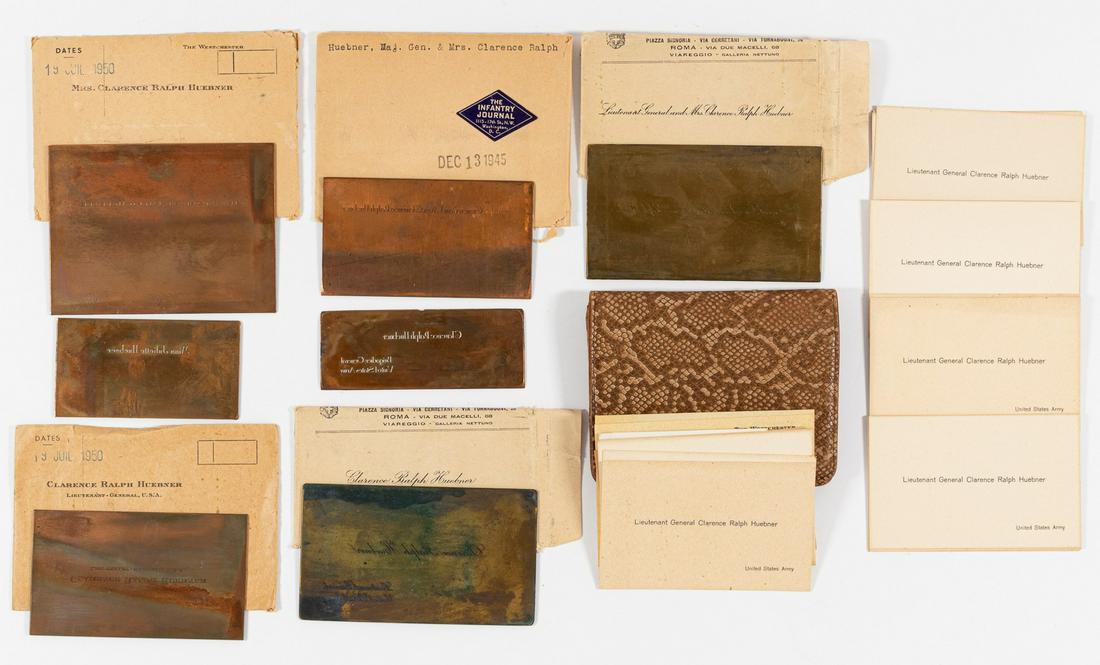 GENERAL CLARENCE R. HUEBNER CALLING CARDS: GENERAL CLARENCE R. HUEBNER CALLING CARDS (1888 - 1972) Lieutenant General in the U.S. Army in WWI and WWII. Commander of the 1st Infantry Division, Huebner led the division in the assault on Omaha Be